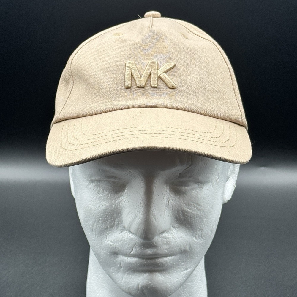 Michael Kors Khaki Baseball Cap MK Logo Adjustable Strap Hat Neutral Beige